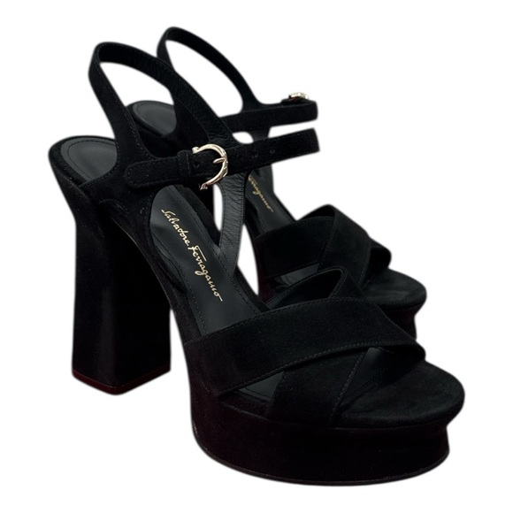 Ferragamo Women's Sonya Suede Ankle Strap Platform Sandals Size 5.5 - Picture 7 of 16